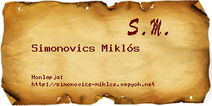 Simonovics Miklós névjegykártya